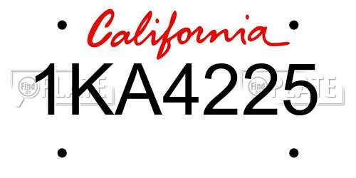 1KA4225 California License Plate