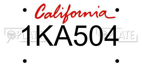 1KA504 California License Plate