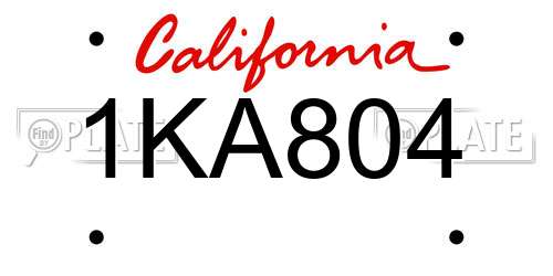 1KA804 California License Plate