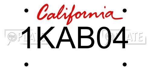 1KAB04 California License Plate