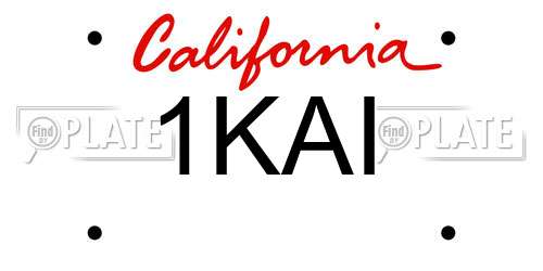 1KAI California License Plate