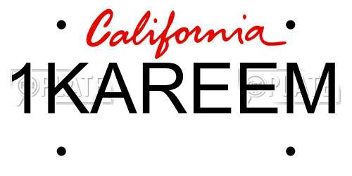 1KAREEM California License Plate