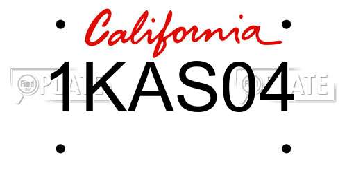 1KAS04 California License Plate