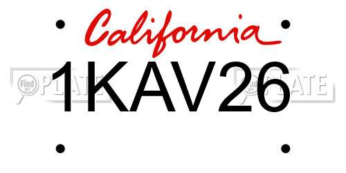 1KAV26 California License Plate