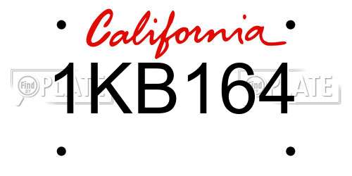 1KB164 California License Plate