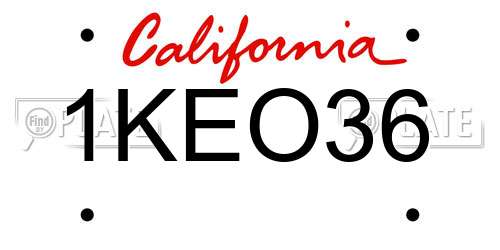 1KEO36 California License Plate