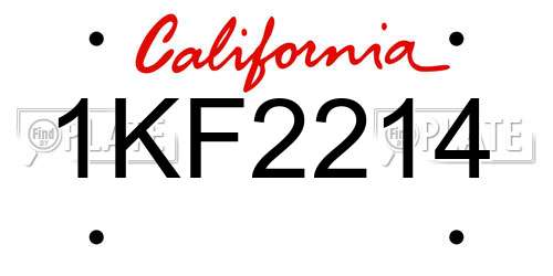 1KF2214 California License Plate