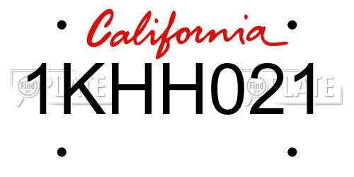 1KHH021 California License Plate