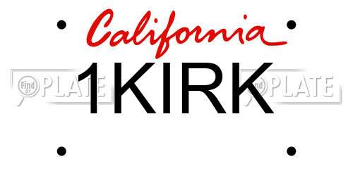 1KIRK California License Plate