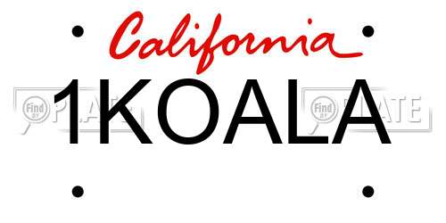 1KOALA California License Plate