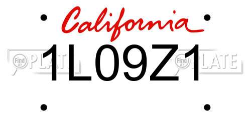 1L09Z1 California License Plate