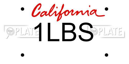 1LBS California License Plate