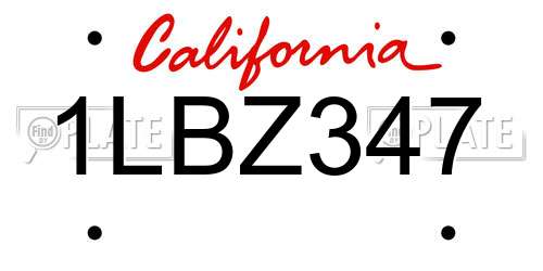 1LBZ347 California License Plate