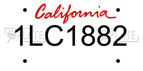 1LC1882 California License Plate