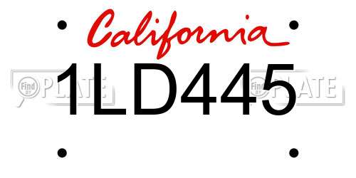 1LD445 California License Plate