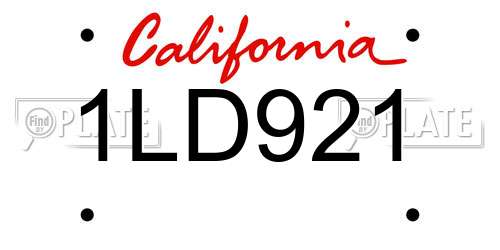 1LD921 California License Plate