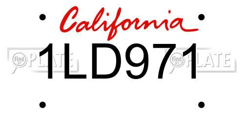 1LD971 California License Plate