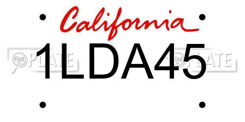 1LDA45 California License Plate