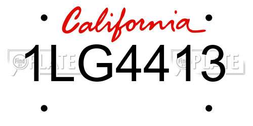 1LG4413 California License Plate