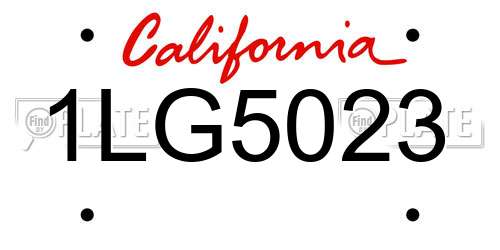 1LG5023 California License Plate