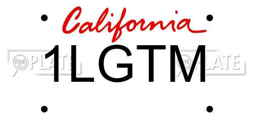 1LGTM California License Plate