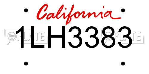 1LH3383 California License Plate