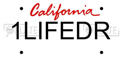 1LIFEDR California License Plate