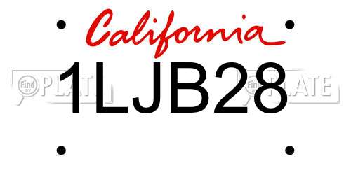1LJB28 California License Plate