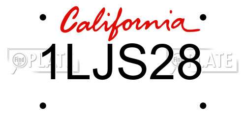 1LJS28 California License Plate