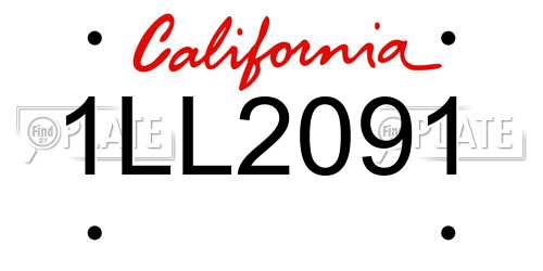 1LL2091 California License Plate