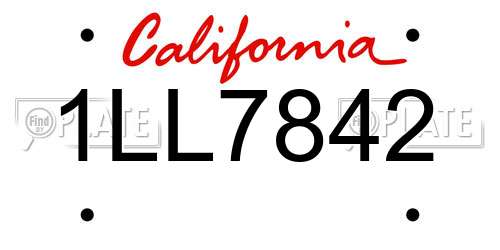 1LL7842 California License Plate