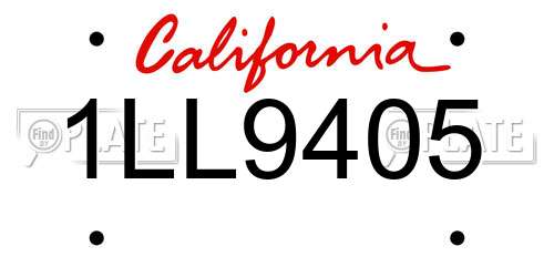 1LL9405 California License Plate