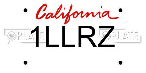 1LLRZ California License Plate