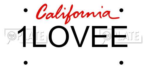 1LOVEE California License Plate