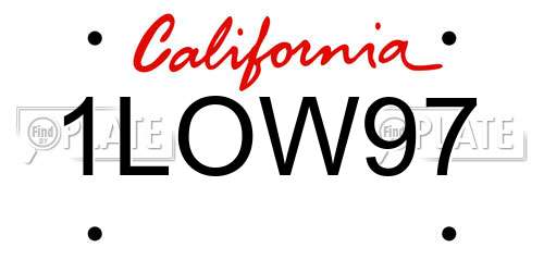 1LOW97 California License Plate