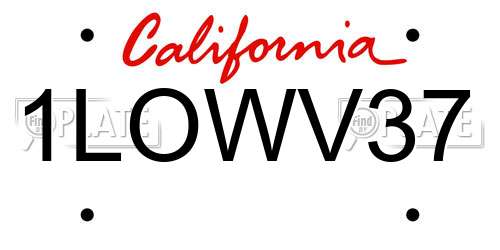 1LOWV37 California License Plate