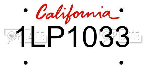 1LP1033 California License Plate