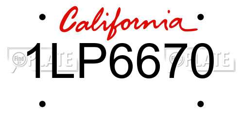 1LP6670 California License Plate