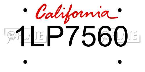 1LP7560 California License Plate