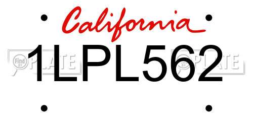 1LPL562 California License Plate