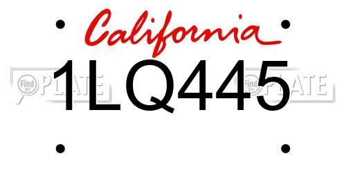 1LQ445 California License Plate