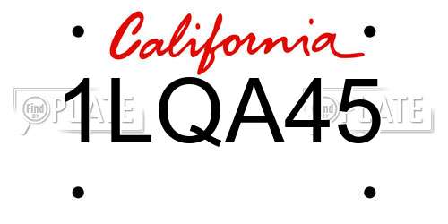 1LQA45 California License Plate