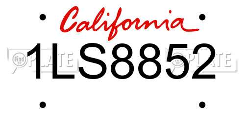 1LS8852 California License Plate