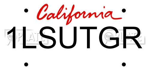 1LSUTGR California License Plate