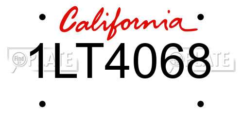 1LT4068 California License Plate