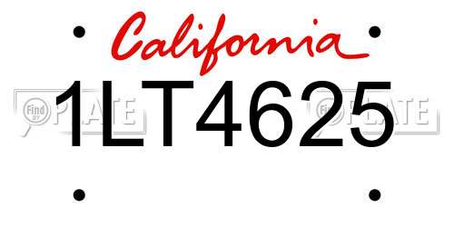 1LT4625 California License Plate