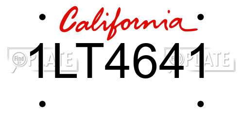 1LT4641 California License Plate