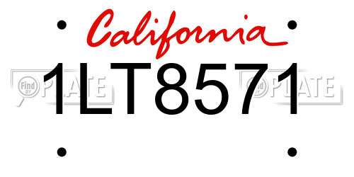 1LT8571 California License Plate
