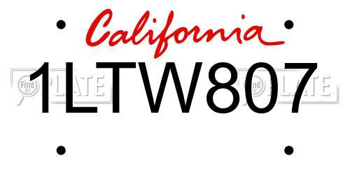 1LTW807 California License Plate