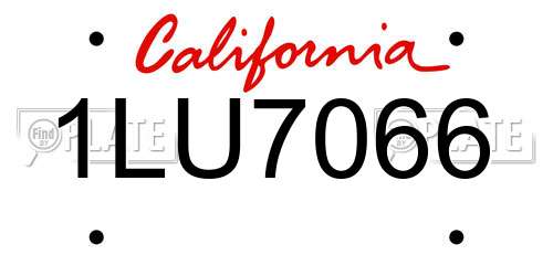 1LU7066 California License Plate